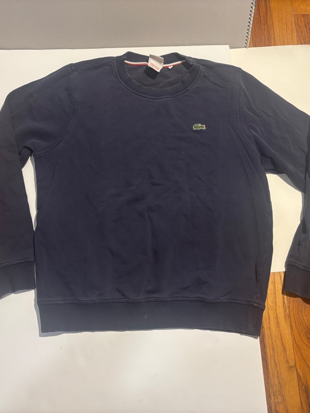 Lacoste vintage Men's Navy Blue Crewneck Sweatshirt with Crocodile Logo